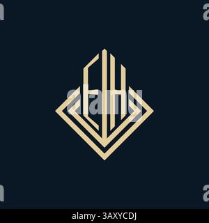 Initials EH logo rhombus lines shape style, luxury modern real estate logo design vector graphic Stock Vector