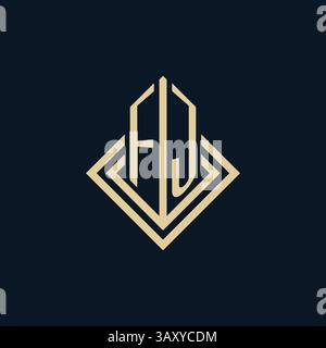 Initials FJ logo rhombus lines shape style, luxury modern real estate logo design vector graphic Stock Vector