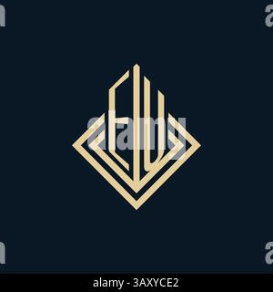 Initials EU logo rhombus lines shape style, luxury modern real estate logo design vector graphic Stock Vector
