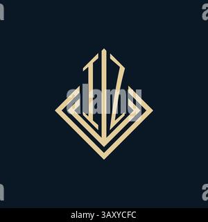 Initials IZ logo rhombus lines shape style, luxury modern real estate logo design vector graphic Stock Vector