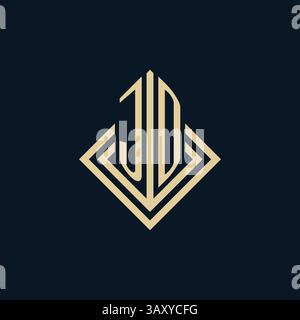 Initials JD logo rhombus lines shape style, luxury modern real estate logo design vector graphic Stock Vector