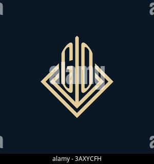 Initials GO logo rhombus lines shape style, luxury modern real estate logo design vector graphic Stock Vector