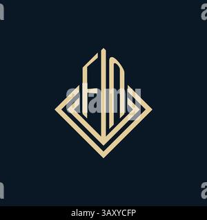 Initials FN logo rhombus lines shape style, luxury modern real estate logo design vector graphic Stock Vector