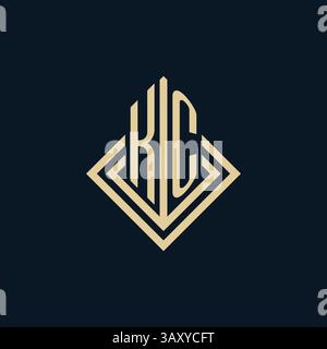 Initials KC logo rhombus lines shape style, luxury modern real estate logo design vector graphic Stock Vector