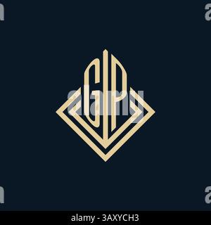 Initials GP logo rhombus lines shape style, luxury modern real estate logo design vector graphic Stock Vector