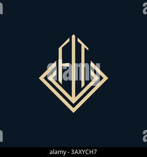 Initials FT logo rhombus lines shape style, luxury modern real estate logo design vector graphic Stock Vector
