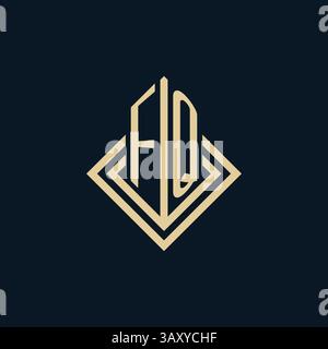 Initials FQ logo rhombus lines shape style, luxury modern real estate logo design vector graphic Stock Vector