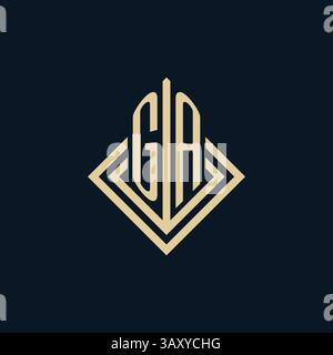 Initials GA logo rhombus lines shape style, luxury modern real estate logo design vector graphic Stock Vector