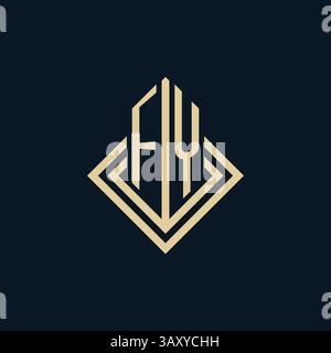 Initials FY logo rhombus lines shape style, luxury modern real estate logo design vector graphic Stock Vector
