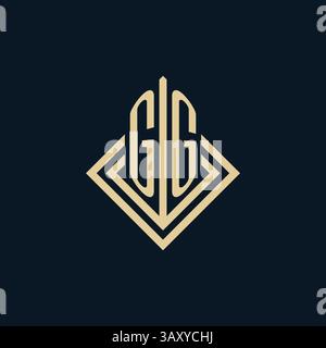 Initials GG logo rhombus lines shape style, luxury modern real estate logo design vector graphic Stock Vector
