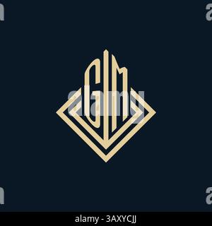 Initials GM logo rhombus lines shape style, luxury modern real estate logo design vector graphic Stock Vector
