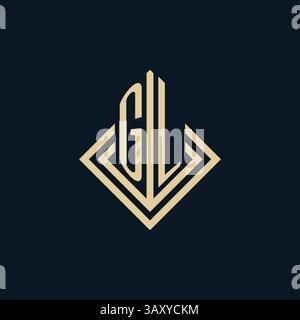 Initials GL logo rhombus lines shape style, luxury modern real estate logo design vector graphic Stock Vector