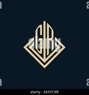 Initials GR logo rhombus lines shape style, luxury modern real estate logo design vector graphic Stock Vector
