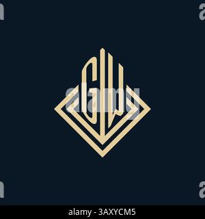 Initials GW logo rhombus lines shape style, luxury modern real estate logo design vector graphic Stock Vector