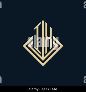 Initials IX logo rhombus lines shape style, luxury modern real estate logo design vector graphic Stock Vector