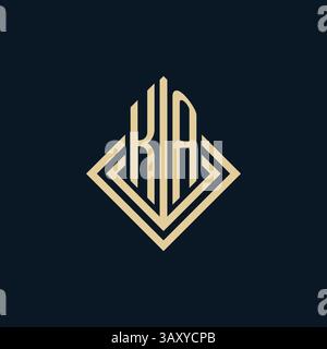 Initials KA logo rhombus lines shape style, luxury modern real estate logo design vector graphic Stock Vector