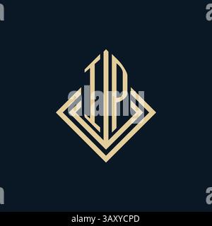 Initials IP logo rhombus lines shape style, luxury modern real estate logo design vector graphic Stock Vector