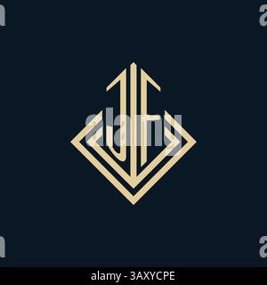 Initials JF logo rhombus lines shape style, luxury modern real estate logo design vector graphic Stock Vector