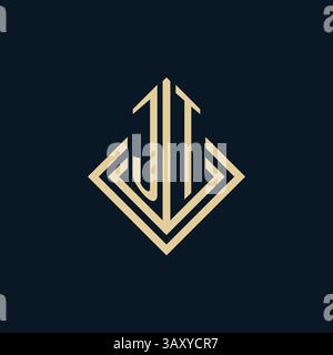 Initials JT logo rhombus lines shape style, luxury modern real estate logo design vector graphic Stock Vector