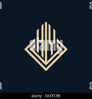 Initials HY logo rhombus lines shape style, luxury modern real estate logo design vector graphic Stock Vector