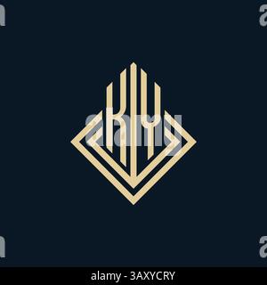 Initials KY logo rhombus lines shape style, luxury modern real estate logo design vector graphic Stock Vector