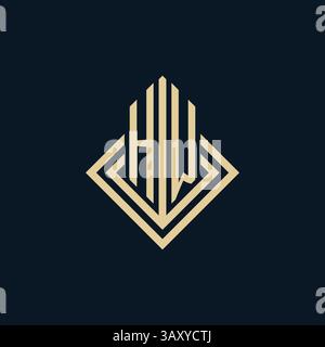 Initials HW logo rhombus lines shape style, luxury modern real estate logo design vector graphic Stock Vector