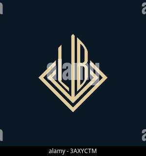 Initials LB logo rhombus lines shape style, luxury modern real estate logo design vector graphic Stock Vector