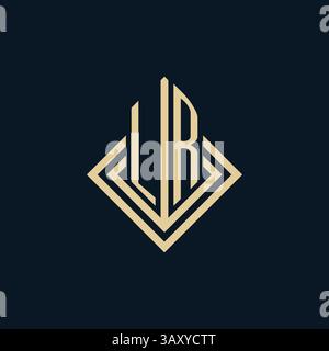 Initials LR logo rhombus lines shape style, luxury modern real estate logo design vector graphic Stock Vector