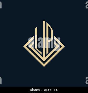 Initials LP logo rhombus lines shape style, luxury modern real estate logo design vector graphic Stock Vector