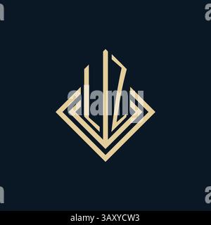 Initials LZ logo rhombus lines shape style, luxury modern real estate logo design vector graphic Stock Vector