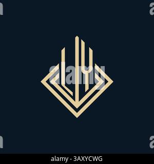 Initials LY logo rhombus lines shape style, luxury modern real estate logo design vector graphic Stock Vector