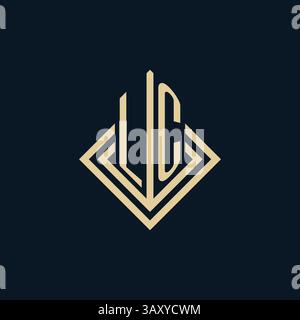 Initials LC logo rhombus lines shape style, luxury modern real estate logo design vector graphic Stock Vector