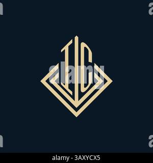 Initials IC logo rhombus lines shape style, luxury modern real estate logo design vector graphic Stock Vector