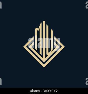 Initials MU logo rhombus lines shape style, luxury modern real estate logo design vector graphic Stock Vector