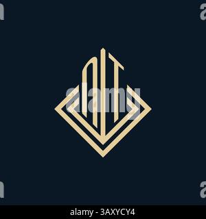 Initials NT logo rhombus lines shape style, luxury modern real estate logo design vector graphic Stock Vector
