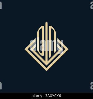 Initials ON logo rhombus lines shape style, luxury modern real estate logo design vector graphic Stock Vector