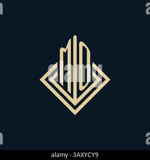 Initials MO logo rhombus lines shape style, luxury modern real estate logo design vector graphic Stock Vector