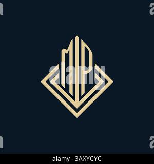 Initials MP logo rhombus lines shape style, luxury modern real estate logo design vector graphic Stock Vector
