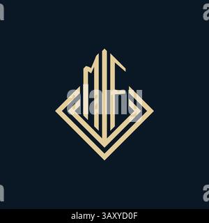 Initials MF logo rhombus lines shape style, luxury modern real estate logo design vector graphic Stock Vector
