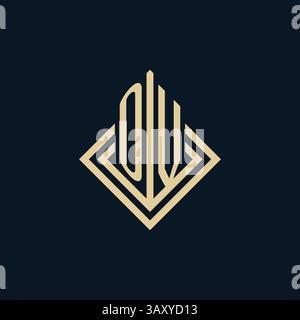 Initials OV logo rhombus lines shape style, luxury modern real estate logo design vector graphic Stock Vector