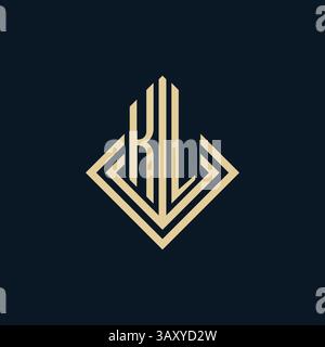 Initials KL logo rhombus lines shape style, luxury modern real estate logo design vector graphic Stock Vector