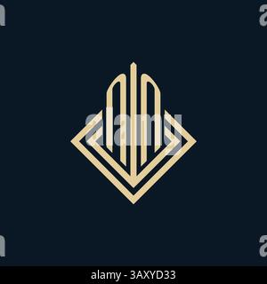 Initials NN logo rhombus lines shape style, luxury modern real estate logo design vector graphic Stock Vector