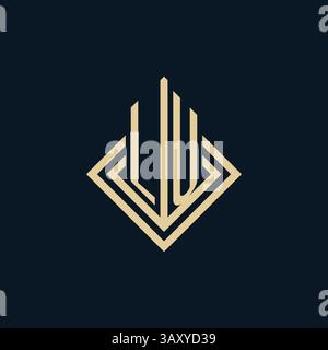 Initials LU logo rhombus lines shape style, luxury modern real estate logo design vector graphic Stock Vector