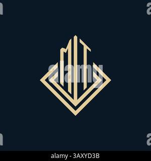 Initials MT logo rhombus lines shape style, luxury modern real estate logo design vector graphic Stock Vector