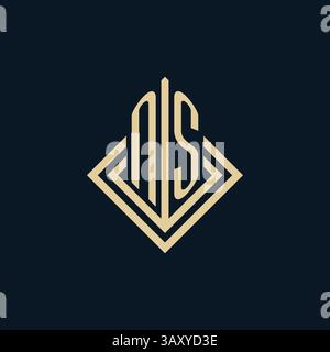 Initials NS logo rhombus lines shape style, luxury modern real estate logo design vector graphic Stock Vector