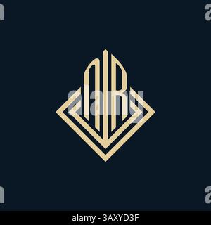 Initials NR logo rhombus lines shape style, luxury modern real estate logo design vector graphic Stock Vector