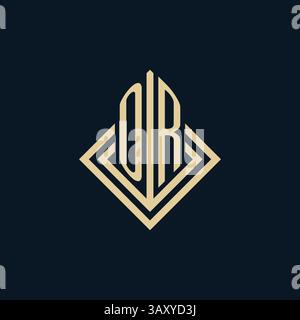 Initials OR logo rhombus lines shape style, luxury modern real estate logo design vector graphic Stock Vector