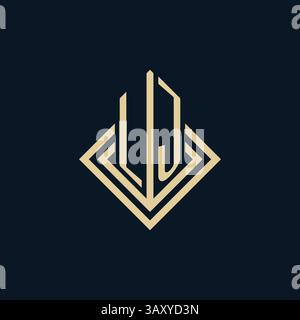 Initials LJ logo rhombus lines shape style, luxury modern real estate logo design vector graphic Stock Vector