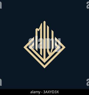 Initials MV logo rhombus lines shape style, luxury modern real estate logo design vector graphic Stock Vector