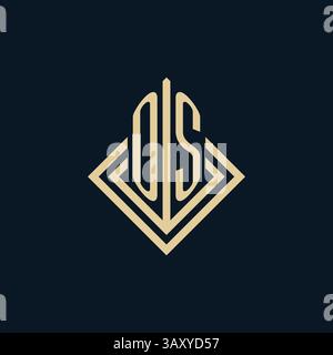 Initials OS logo rhombus lines shape style, luxury modern real estate logo design vector graphic Stock Vector
